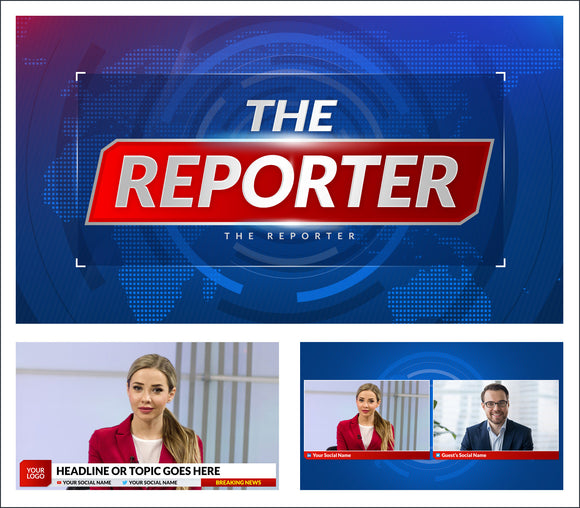 The Reporter - StreamYard overlays and backgrounds for news and news style live streams.